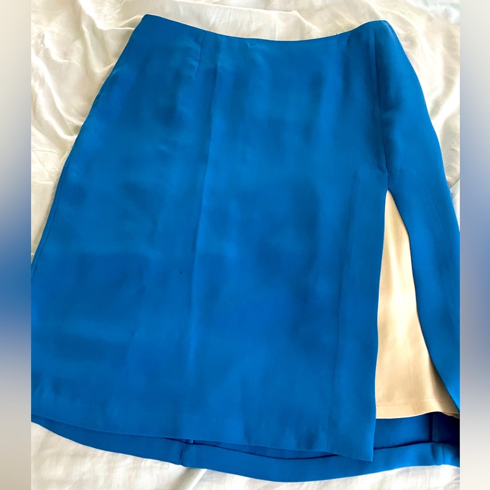 Raoul Bright Blue A-Line Skirt with Cream Lining